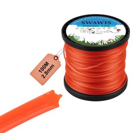 SWAWIS Trimmer Line 2.8 mm/100 m Lawn Mowing Line Replacement Line for Grass Trimmer, 5-Point Replacement Nylon Thread Brush Cutter Trimmer Line, Orange Red
