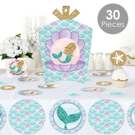 Big Dot of Happiness Let’s Be Mermaids - Baby Shower or Birthday Party Decor and Confetti - Terrific Table Centerpiece Kit - Set of 30