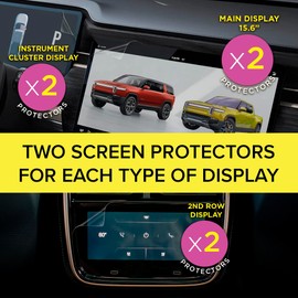 Artemis Shields Anti Glare Matte Screen Protector for 2023 2024 Rivian R1S and R1T Infotainment Navigation Display, Instrument Cluster, Second Row All 3 Screens 2 Pack Each