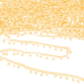 M METERXITY Pom Pom Ball Fringe Trim, 10 Yards 8mm Ball Fringe Trim Ribbon Sewing Accessory for Home Decoration/DIY Crafts/Curtain/Pillow [Beige]