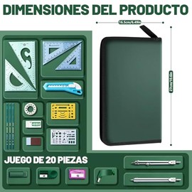 Herramientas Geométricas, Juego de Geometría Profesional, Estuche Juego de 20 Piezas Geometría para Artistas y Estudiantes, Herramientas de Dibujo, Su