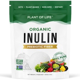 Organic Inulin (FOS Powder) 500g by Plant of Life | Daily Water Soluable Prebiotic Fiber | Superfood for Colon & Gut | Easily Mix with Drinks, Coffee & Smoothies | Vegan, Non-GMO