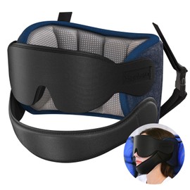 Travel Pillows for Airplanes with Sleep Eye Mask, Chin Strap, Airplane Pillow for Long Flights, Car Road Trip, 360° Support Headrest, Stop Bobblehead Travel Essential, Mottled Grey