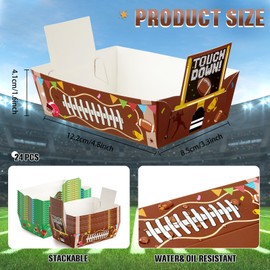 WERNNSAI 24 PCS Football Serving Trays - Football Party Decorations 2 Designs Sports Food Plates Disposable Bowls Nacho Trays for Birthday Sport Party Gameday Carnivals Decor