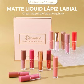 12 Colores Labiales Mate Set De Pintalabio Gloss Indeleble 12 Colores