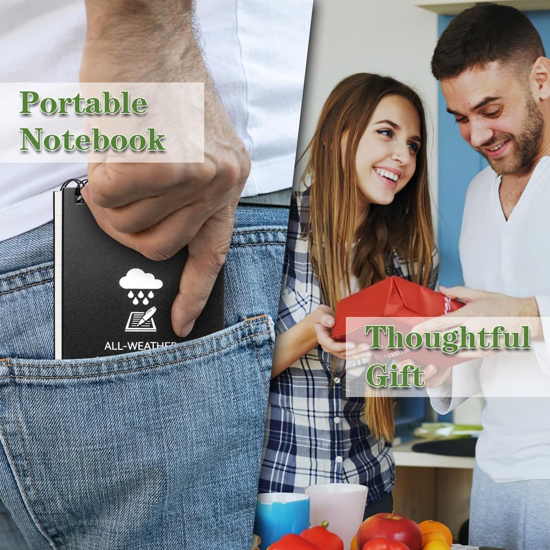 COIDEA Waterproof Notebook, 8 Pack Top-Spiral Pocket Notepad, 3" x