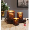 Set of 3 Oriental Tea Light Holders Zalia Metal Black