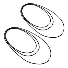 Bewudy 6pcs Leather Necklace Cord, Black Leather Cords with Clasp Woven Rope Men Waterproof Braided Pendant Rope for Men Women 40/45/50/55/60/80cm