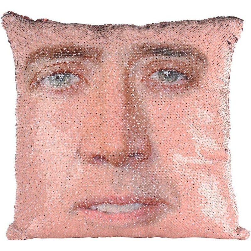 LydeLog Nicolas Sequin Cushion Cover Reversible Funny Gifts Decorative Pillow