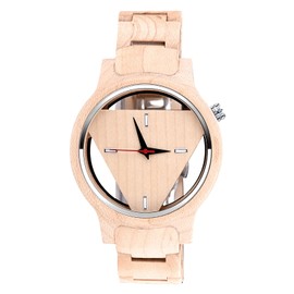 SUPBRO Wooden Watches Men's Watches Wooden Watch Natural Wooden Watch for Men Analogue Watch Wooden Watch Quartz Movement with Wooden Strap, light brown, vintage