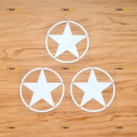 Army Star Sticker Decal Vinyl Thin - 3 Pack White 4" - for Car Boat Laptop Cup No Background Die-Cut