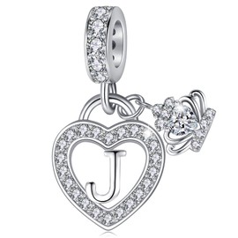 MAVTZRE Letter J Charms for Charms Bracelet: Silver Heart Alphabet Initial Dangle Charms Bead for Bracelets and Necklaces, Birthday Mother's Day Christmas Jewelry Gifts For Women