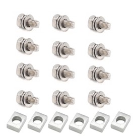 cSeao 12-Pack M6 x 10mm Motorcycly Battery Terminal Bolts Square Nuts, 304 Stainless Steel