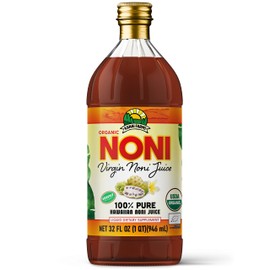 Virgin Noni Juice - 100% Pure Organic Hawaiian Noni Juice - 32oz Glass Bottle