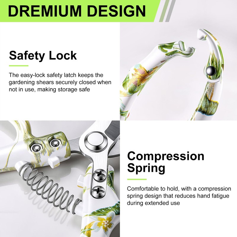 Garden Pruning Shears 2 Pack, Bypass Pruning Shears and Straight
