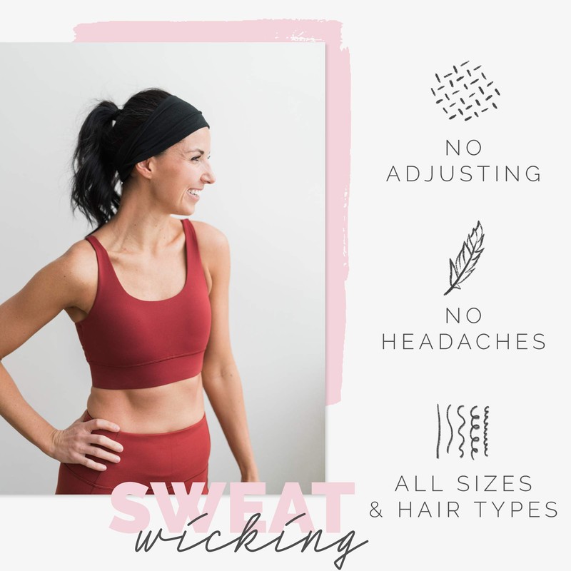 Maven Thread 4" Wide Workout Headbands for Women (4 Pack)