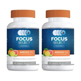 Focus Select AREDS2 based Chewable Eye Vitamin-Mineral Supplement - AREDS2 based Supplement for Eyes (180 ct. 90 Day Supply) Citrus Flavored AREDS2 based Eye Chewable - AREDS2 Low Zinc Formula, 2 Pack