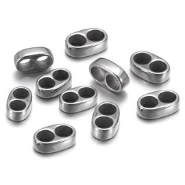 EMBLAASK 10pcs Stainless Steel Two Hole Spacer Beads Multi-Strand Linking Connector for Leather Cord Bracelets Jewelry Making (Styles-C)