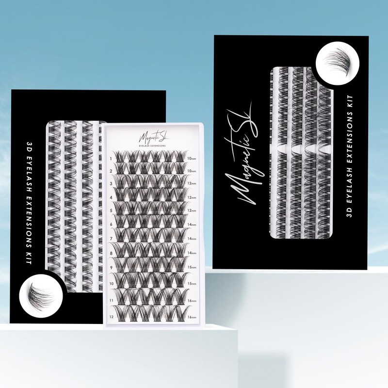 DM17 Eyelash Clusters, DIY Eyelash Extensions Kit with Applicator and