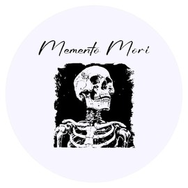24 x 40mm Round 'Memento Mori with Human Skeleton' Stickers (SK00064064)
