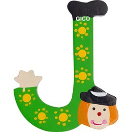 Wooden Letters Name Children's Room Large Decoration for the Door, Funny Clowns, A-Z, Height Approx. 9 cm, Wooden Letter 7361 (J)