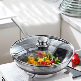 VONOTO Glass Lid for Frying Pan, Wok Skillets Lid with Stainless Steel Rim (11.8 inch)