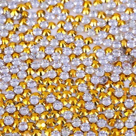 500 Pieces SS30 6mm Flatback AB Rhinestones Clear Glass Round Gems Crystals for Nail Art DIY Crafts Clothes Shoes Bags （Gold）