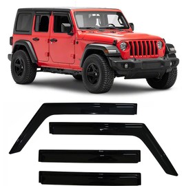 Tape-On Side Car Window Visors Rain Guards for 2018-2025 Jeep Wrangler JL Unlimited 4 Door & for 2020-2025 Jeep Gladiator JT Smoke Tinted Vent Deflector Sun Shades