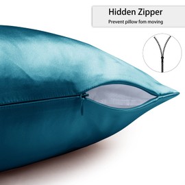 Texbee 100% Mulberry Silk Pillowcase for Hair and Skin with Hidden Zipper, Both Side 23 Momme Silk, King Size 1 Pack Gifts for Women Men (50x90CM, Peacock Blue)