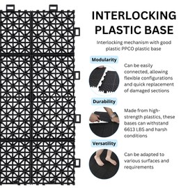 MERITLINE Interlocking 24 PCS Black Drainage Tiles 12 x 12 x 0.43 Inches, Outdoor Floor Tiles for Pool Shower Bathroom Deck Patio Garage, Black