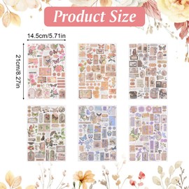 HICOHAND Vintage Floral Scrapbook Material Stickers, 12 Sheets Junk Journal Stickers for Scrapbooking Washi Stickers for Journaling Bullet Junk Journals Scrapbook Supplies Arts Craft