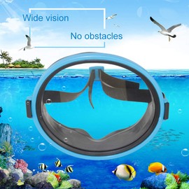 Round Mask Single Lens Diving Mask Goggles Underwater Waterproof Snorkeling Mask Swimming Snorkel Diving Equipment (Blue)