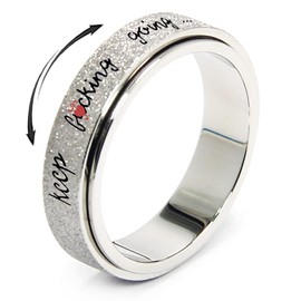 Initial Spinner Anxiety Ring Fidget Toys Adults Fidget Ring Women Men Keep Going Ring Stainless Steel Mens Ring Spinning Ring Silver Figit Ring Anxiety Relief Ring Size 10