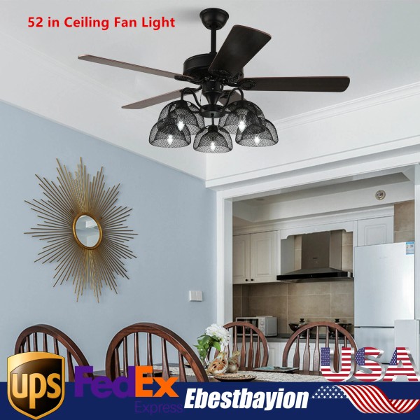 52" 5-LED Chandelier Fan Remote Control 3 Speed Silent Ceiling