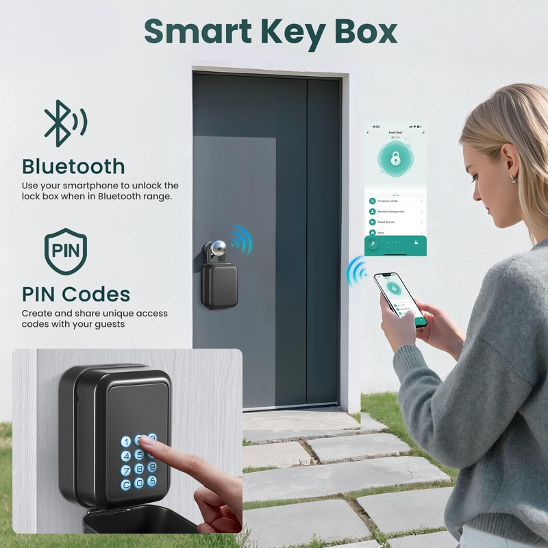 Thlevel Smart Key Lock Box Electronic Bluetooth Lock Box with