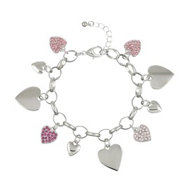 Madison Tyler Heart Charm Bracelets for Women | Chain Bracelet for Women | Adjustable Chain Bracelet | Love Bracelets Jewelry Gift for Women and Girls, 8.5 inch, Zinc, crystal