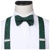 HISDERN Suspenders for Men Green Suspender and Bow Tie Set