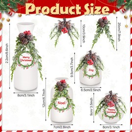 4 Pcs Christmas Vases Decoration Artificial Christmas Centerpiece Vases 9 inch Christmas Flower Vases Xmas Farmhouse Vase for Christmas Centerpieces Holiday Indoor Decorations