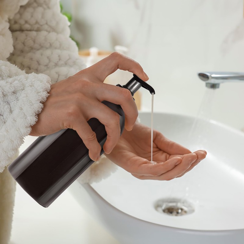 Oputec 3 x 500 ml Plastic Soap Dispenser Black +