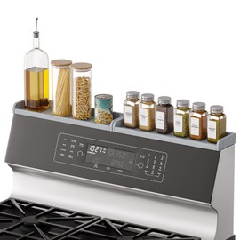 SpaceAid 30" Wide Kitchen Shelf Organizer for Stove, Magnetic Bamboo Spices Shelf for Home Stove Kitchen Storage Organization (Fit for Flat Top Only, Gray)