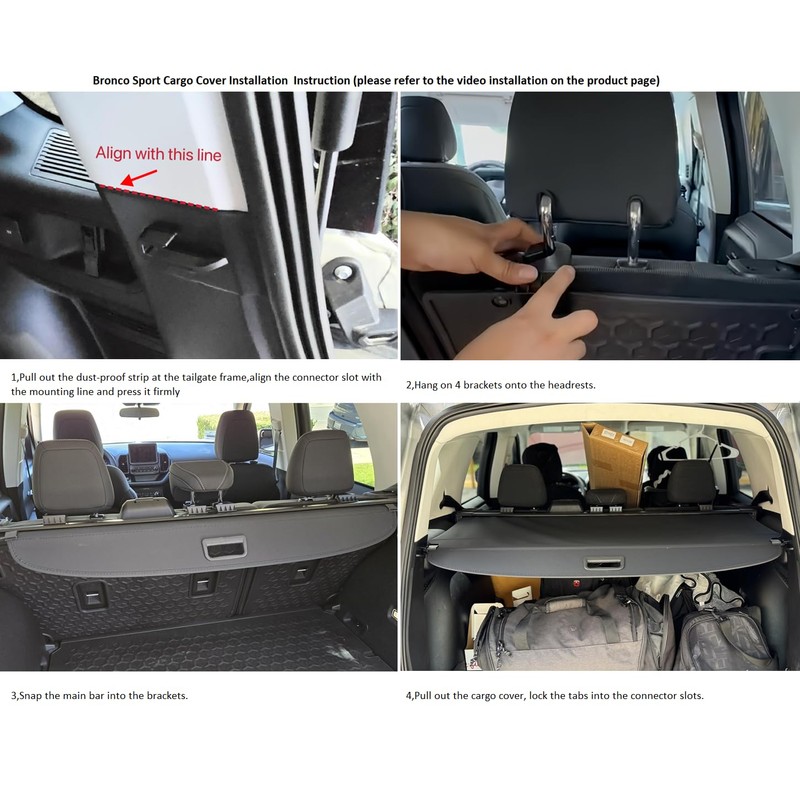 Vesul Compatible with Ford Bronco Sport 2021-2025 Retractable Cargo Cover