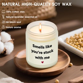 Funny Anniversary Candle Gift for Boyfriend Girlfriend - Smells Like You're Stuck with Me, Gifts for Her Him, Best Friend Birthday Present, Scented Soy Wax Candle with Gift Box
