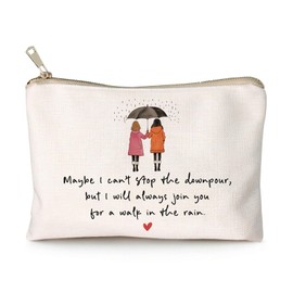 HubbgDesign Maybe I Can't Stop The Downpour Cosmetic Bag, Tough Times Sister Gifts, Gift for Friend in Need, Friendship Support, Always Here for You, Makeup Case, Small Travel Bag, Bestie Gift
