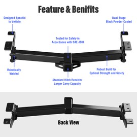 APS Rear Trailer Hitch, 2 inch Towing Hitch Receiver Class 3 Hitch Cover Included Compatible with Ford E-150 E-250 E-350 2003-2014