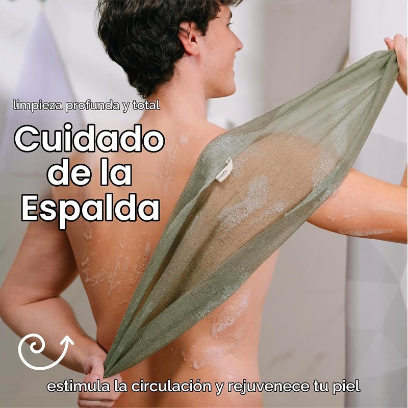 Toalla de Ducha Exfoliante MainBasics – Juego 3, Nailon Japonés,