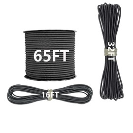 LUYADIN 7/64" x 32' Marine Grade Bungee Cord Elastic Shock Cord,Kayak Stretch String Rope, Heavy Duty Bungee Shock Cords for Repairing Tent Poles, DIY, Tie Downs (Black)