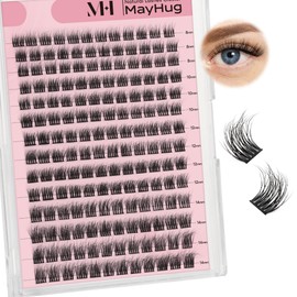 Mayhug Lash Clusters Natural Look Wispy Cluster Lashes C Curl Natural Eyelash Clusters 8mm 10mm 12mm 14mm Eyelash Clusters Handmade Eyelash Clusters 168PCS DIY Lash Extension at Home