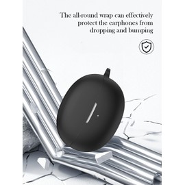 Case for QCY Crossky C30 Open Ear Headphones,Soft Protective,Shockproof, BOVUGAC Silicone Case Cover with Keychain & Cleaning Kit & Lanyard-Black