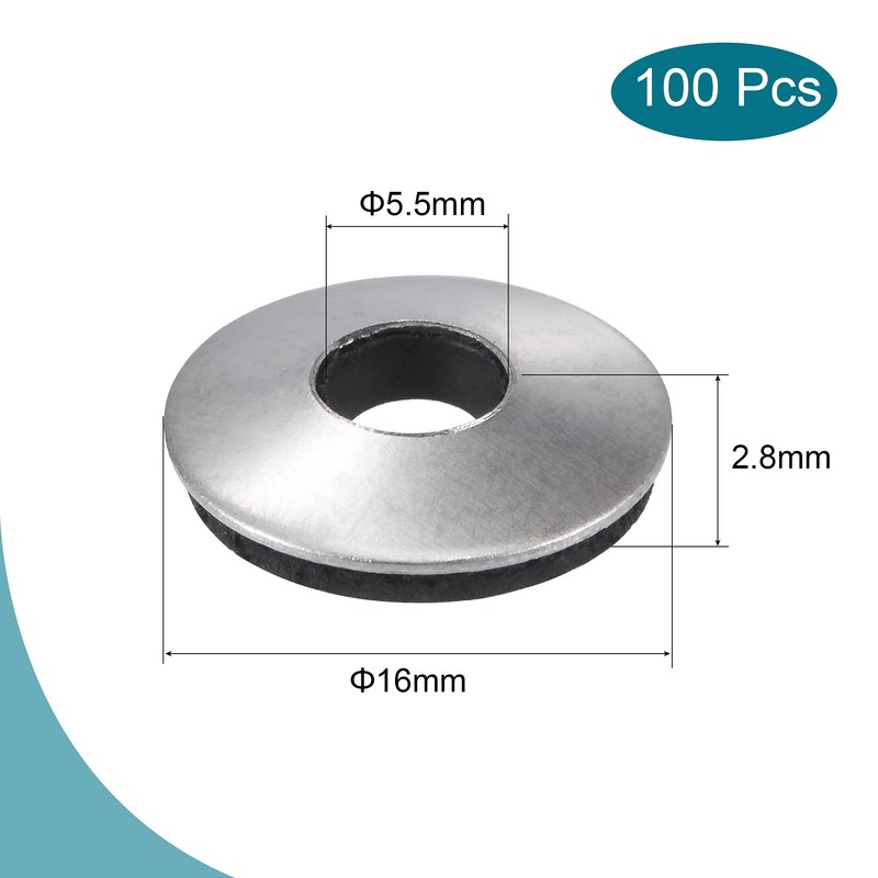 sourcing map Bonded Sealing Washers 16x5.5x2.8mm Stainless Steel EPDM Rubber