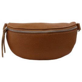 SH Leder Ava G292 Real Leather Waist Bag for Festivals, Travel, Small, Crossbody, for Women, 23 x 12 cm - Cognac, size: s